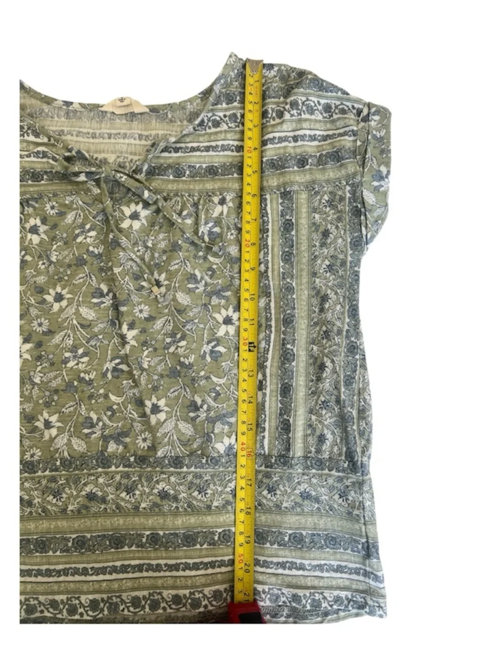 Lucky Brand Green Floral Tie-Neck Women's Top